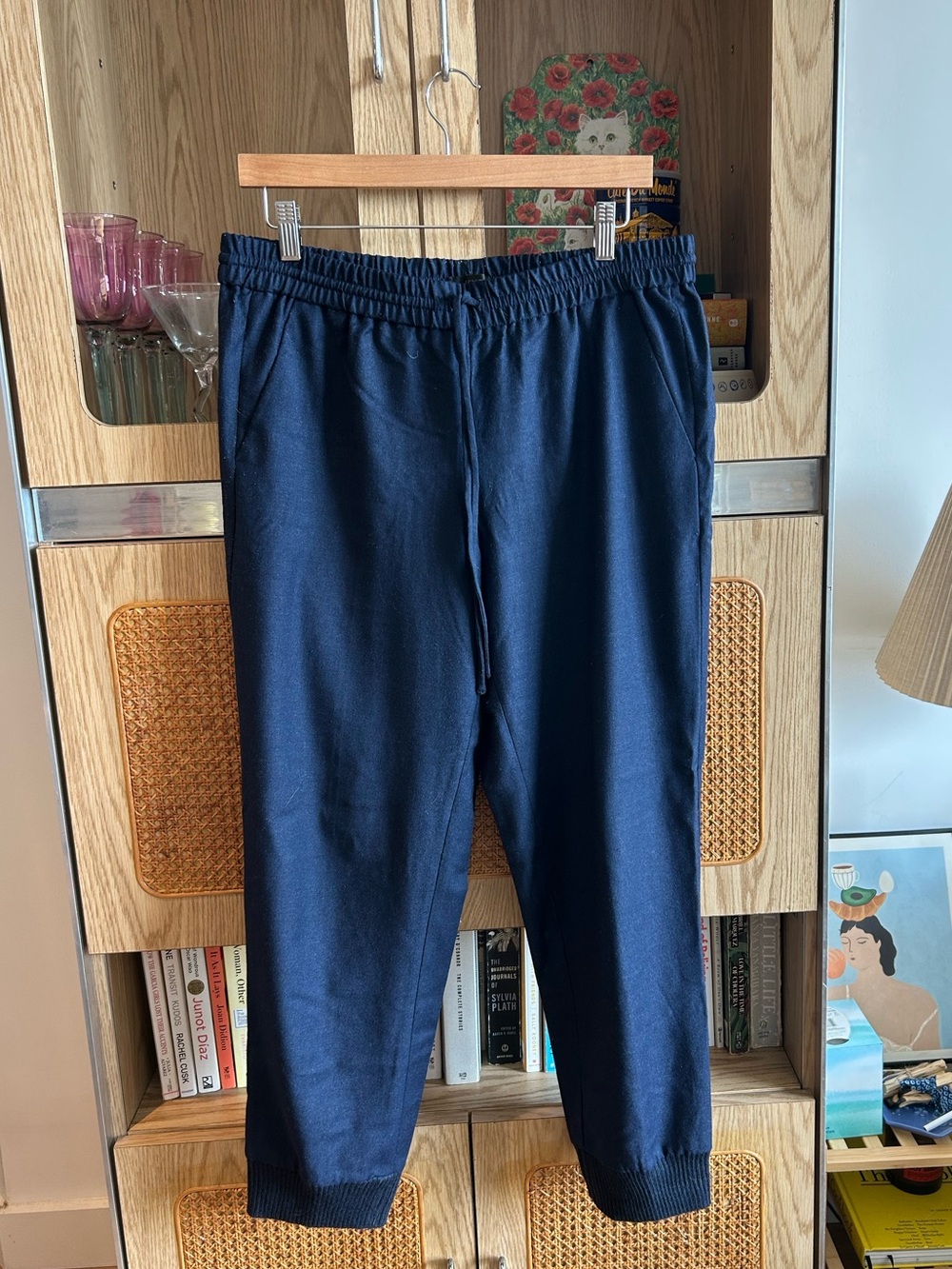 J.Crew Navy Wool Blend Jogger Pants Drawstring Size 8